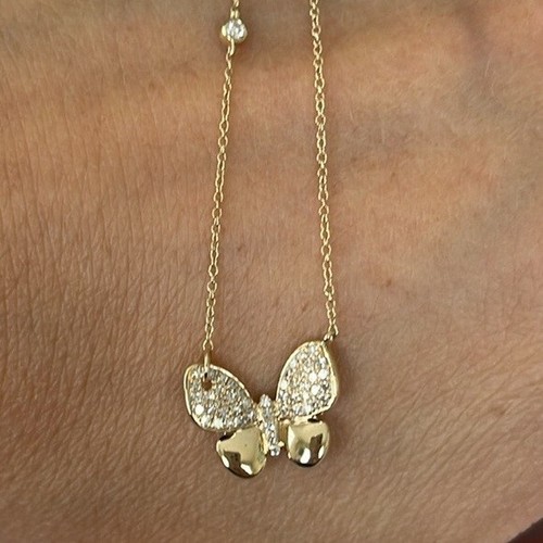 $1,945 New EFFY14K Yellow Gold & 0.22 TCW Diamond Butterfly Pendant Necklace - Foto 12 di 15