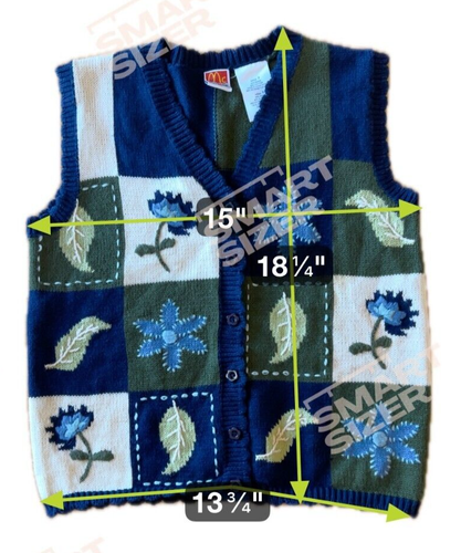 Vintage Girl's Sweater Vest Mcdonald's Floral Embroidered Patchwork Cute! Size 7 - Picture 8 of 8