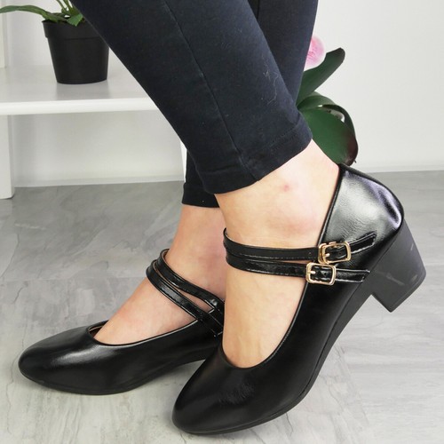 Zapatos de cancha de baile para damas Mary Jane cómodos con hebilla Dolly informales trabajo para mujeres tallas - Imagen 4 de 27