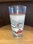 VINTAGE 12 OZ KIG FROSTED HOLIDAY TUMBLER WINTER CABIN INDONESIA