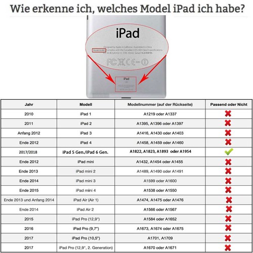 Premium Leder Cover f. Apple iPad 2018 (9.7) Tablet Schutzhülle Case Tasche blau - Bild 12 von 12