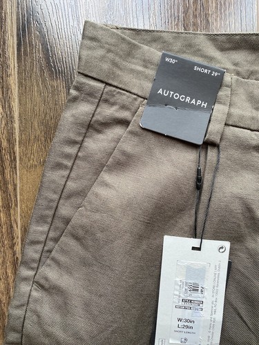 M&S Autograph Linen Blend Cargos Army Green Reg / Straight W30 L29 BNWT RRP £45 - Picture 2 of 18