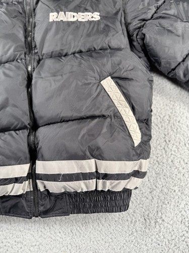 Vintage NFL Oakland Raiders Down Puffer Reversible Jacket Mens Medium Tall Black - Bild 14 von 18