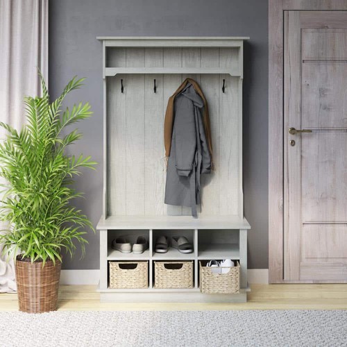 Twin Star Home Hall Tree 40" x 67.25" x 17.38" w/ Baskets, Cubbies Fairfax Oak - Picture 9 of 9