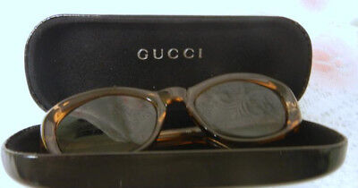 AUTH GUCCI BROWN Prescription SUN GLASSES Leather Case Italy AUTH GUCCI BROWN Prescription SUN GLASSES Leather Case Italy