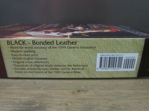 1599 Geneva Bible, Black Bonded Leather Edition, Tolle Lege Press - NEW - Foto 5 di 8