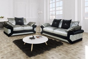 Dino Crushed Velvet Sofa 3 2 Black Silver Or Chocolate Mink Ebay Image Is Loading Dino Crushed Velvet Sofa 3 2 Black Amp
