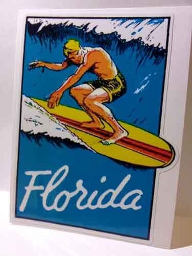 Florida Surfing Vintage Style Travel Decal / Vinyl Sticker Luggage Label Florida Surfing Vintage Style Travel Decal / Vinyl Sticker Luggage Label