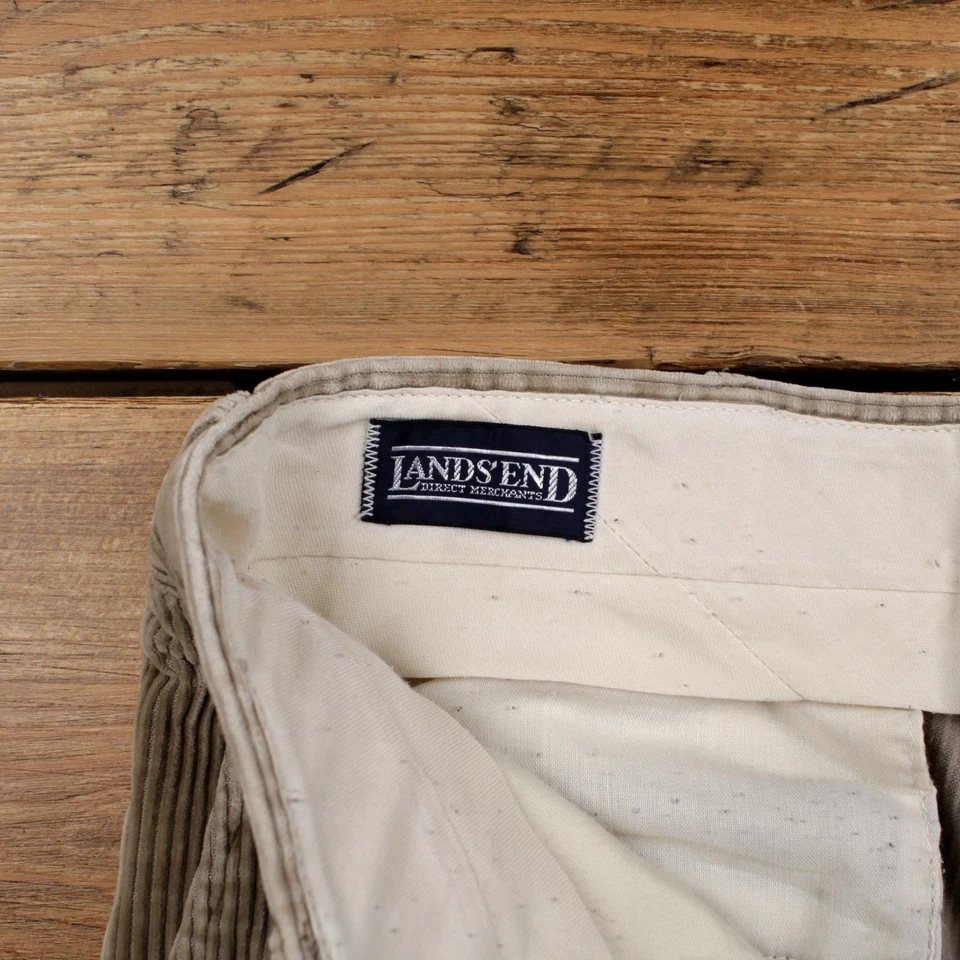 Pantalones de pana vintage Lands' End Cord 32x29 hechos en EE. UU. años 90 para hombre beige Foto 4 de 4