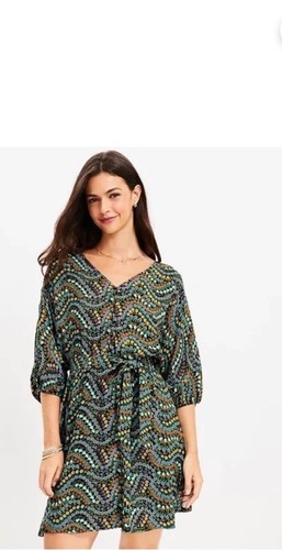 Vestido Loft Colorido Jardín Botón Dolman Bolsillo Corbata Cintura Talla Pequeña - Imagen 2 de 8
