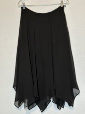 Vintage Black Midi Skirt Size M Chiffon Overlay Dark Fairy Whimsigoth Flowy Boho