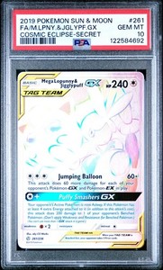 Pokemon Mega Lopunny & Jigglypuff GX 261/236 Secret Rare Cosmic Eclipse PSA 10