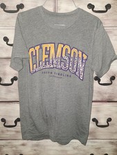 Womens Clemson Tigers Shirt Size Medium Short Sleeve Gray Orange Purple White