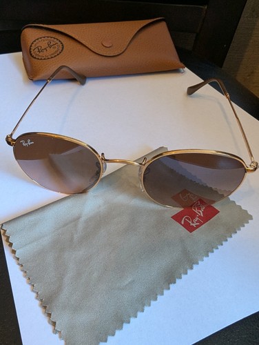 Ray-Ban RB 3447 ROUND METAL Women's Sunglasses in Gold 50#21 As New - Picture 9 of 10