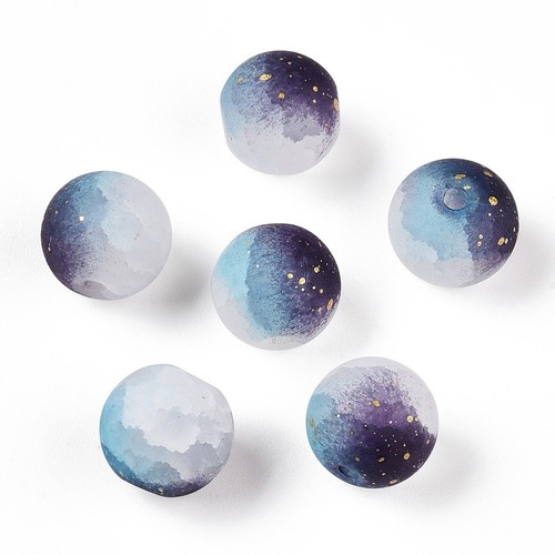 Frosted Glass Beads Two Tone With Gold Glitter Flecks 6mm x 100pcs 8mm x 50pcs - Picture 2 of 15
