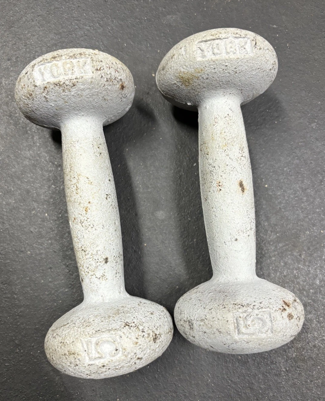 Vintage York Barbell 5 lb Bun Dumbbells Bun Style Vintage York Pair