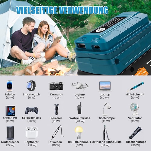 2 Stück Akku-Adapter Konverter für Bosch 18V( GBA LXT Li-Ion-Akku, USB und Ty... - Bild 5 von 8