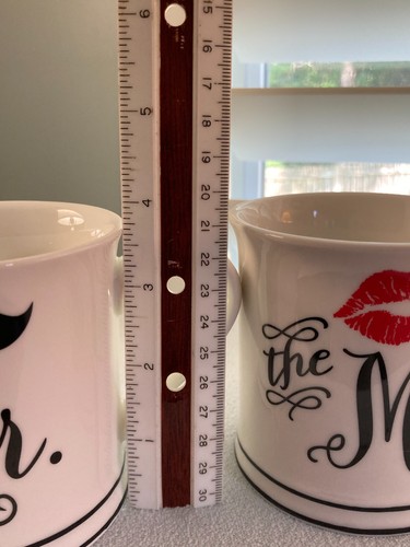 Home Essentials "The Mr." & "The Mrs." Bride & Groom 12 oz Coffee Mugs SET OF 2 - Picture 10 of 11