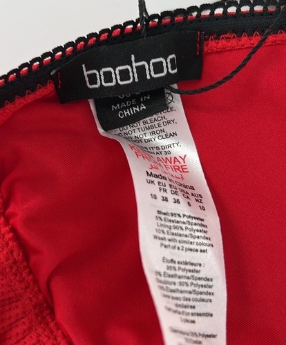 Boohoo NWT women’s Red Bikini Set 6 Red Swimwear Two Piece - Picture 6 of 7