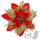  Christmas Glitter Poinsettia Tree Flower Decorations Flowers Artificial