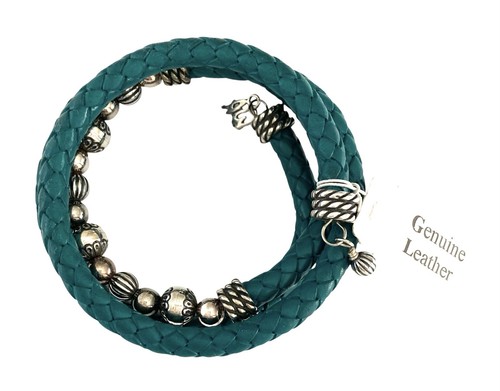 Carolyn Pollack Sterling türkis Leder WÜSTE PERLE PERLE SPULE WICKELARMBAND ~ NEU - Bild 5 von 5