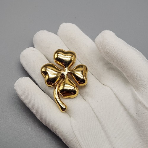 Broche Trébol Monet De Colección Firmado Tono Dorado Prendedor Día de San Patricio 4 Hojas Suerte LEER - Imagen 2 de 9