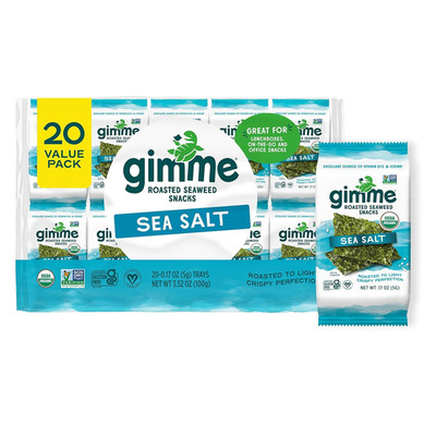 Seaweed Organic Premium Roasted Seaweed Snacks, Sea Salt, 20 Count, Keto, Vegan,