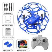 Mini Drone for Kids, 2 Batteries, 30 Mins Flight, Full Cage Safety, Blue