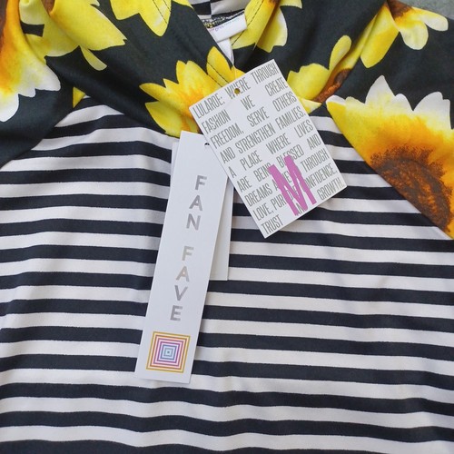 Sudadera con Capucha LuLaRoe Mediana Ámbar Ligera Negra Blanca Amarilla Flores - Nueva con Etiquetas - Imagen 5 de 8