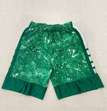 Nike Dri-FIT Basketball Shorts Boys L Green White Splatter Loose Fit Pockets NWT