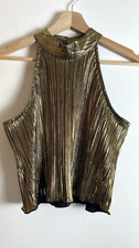 NEW LOOK - METALLIC TOP PARTY PLEATED - SIZE UK 12 - COLOUR GOLD
