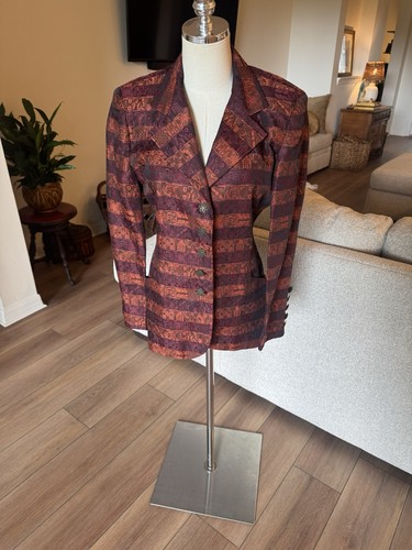 Vintage Christian Dior Abstract Pattern Blazer Size 4 – Rare 90s Fall Colors Mid - Picture 17 of 17