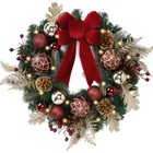 Valery Madelyn 20'' Pre-Lit Christmas Wreath for Front Door with Lights, Ligh...