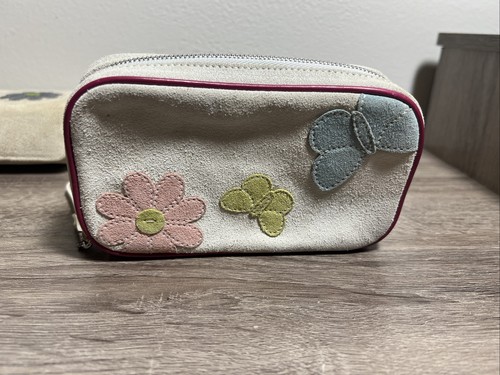 Vintage Coach Suede Jewelry Box Flower Pattern With Small Purse Very Rare - Picture 9 of 17