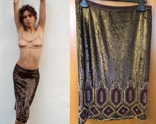 ZARA GORGEOUS LIMITED EDITION BROWN BEADED MIDI SKIRT  MEDIUM