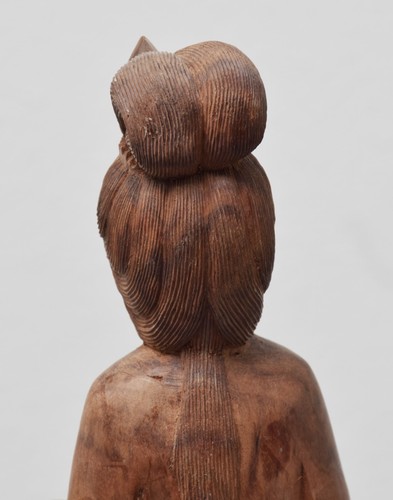 Old Chinese Goddess Quan Guan Kwan Yin Carved Wooden Statue Figure 3.5 Inch - Picture 9 of 9