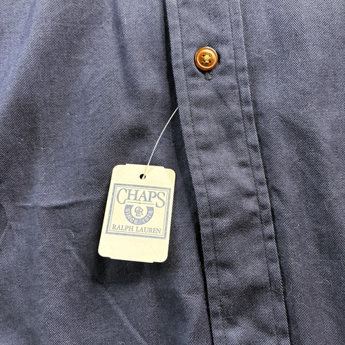 Vintage NEW Chaps Ralph Lauren Men's M Blue Dress Shirt 100% Cotton Long Sleeve - Picture 6 of 16