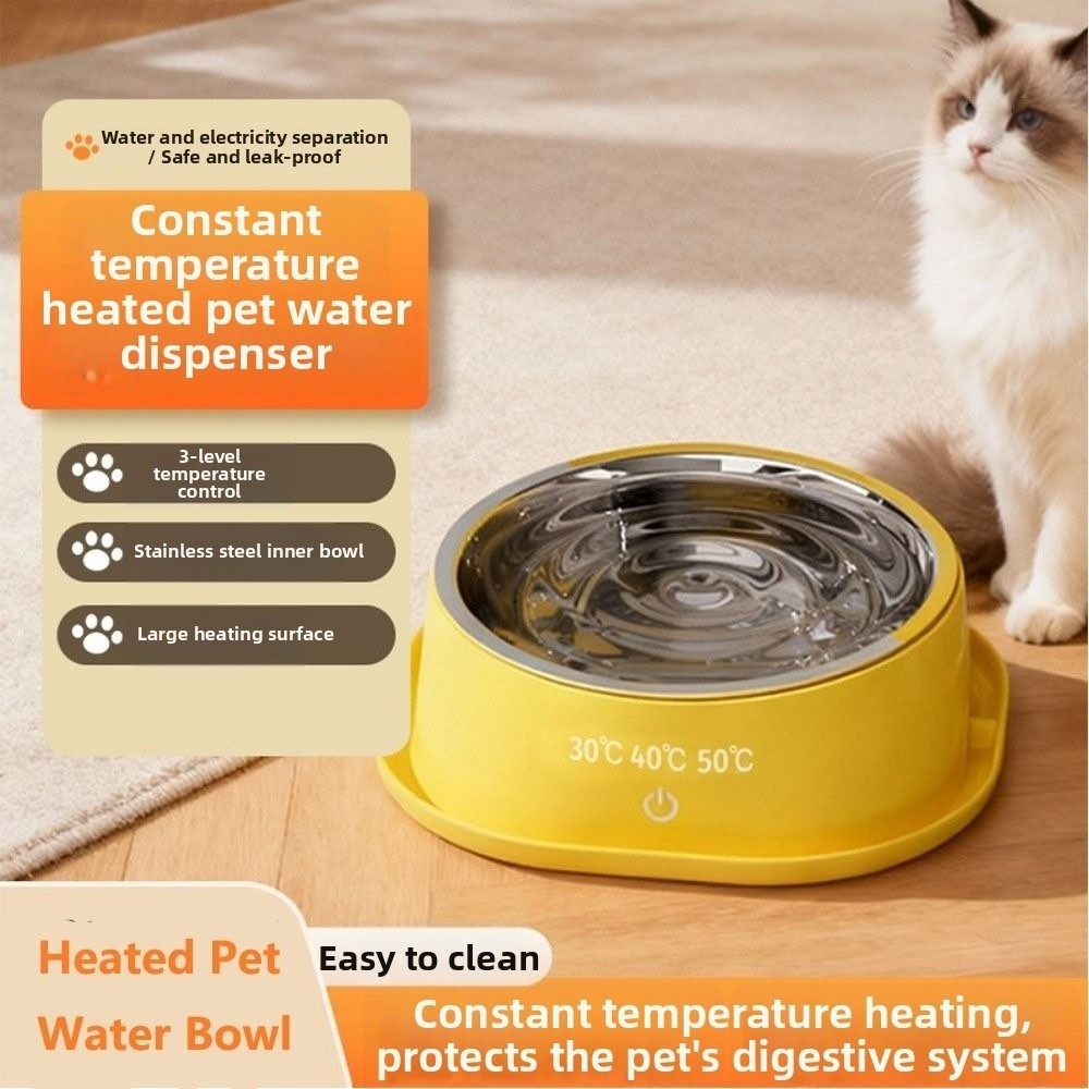 Constant Temperature Pet Water Fountain Heated Insulated Stainless steel Bowl