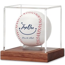JupDec Baseball Display Case - Clear Cube Holder with 1 Pack, Brown