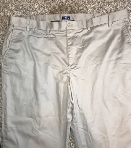 Izod hellbraune khaki Hose klassisch vorne flach Chinohose Herren Größe 48 x 32 - Bild 2 von 6