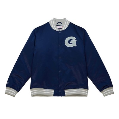 Georgetown University NCAA Mitchell & Ness Heavyweight Satin Jacke Navy-L