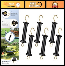 6 Pcs Electric Fence Gate Handle Insulators, Spring-Loaded, Outdoor Use, Black