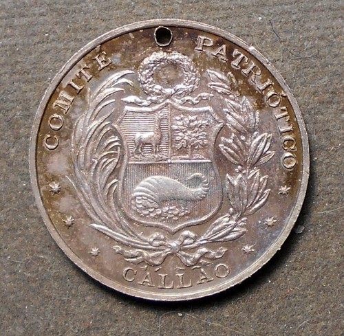 Peru: Fiestas Patrias, 1899 (Ship)   Callao, Comite Patriotico (Peru Arms). Sil - Picture 2 of 2