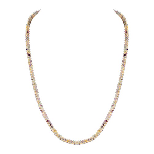 Rondelle Rainbow moonstone Gemstone Beaded Halloween Necklace Jewelry 925 Silver - Picture 3 of 6