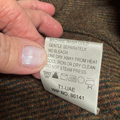 Woolrich Mens Forest Shirt Jacket Brown Herringbone Wool Blend Large Pockets - Picture 13 of 16