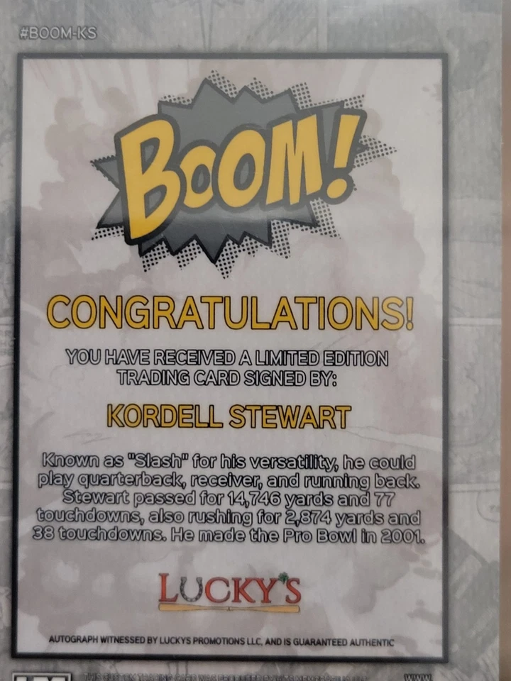 Kordell Stewart 2024 Hits Memorabilia BOOM Plata Firmado BGS BAS Automático Foto 2 de 4