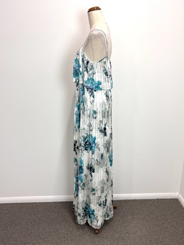 NEW Leona Edmiston Maxi Dress 8 White Pleated Seaside Orchid Print Evening Party - Bild 8 von 13