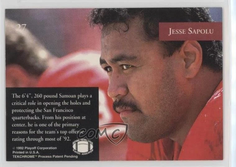 1992 Playoff Jesse Sapolu #27 - Image 2 of 2