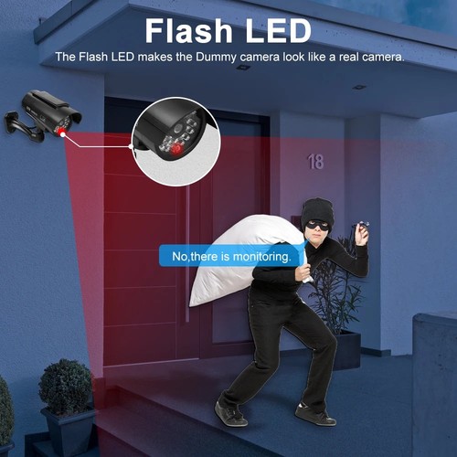 Dummy Security Camera Fake LEDs Flashing Light Home Surveillance Waterproof - Picture 5 of 10