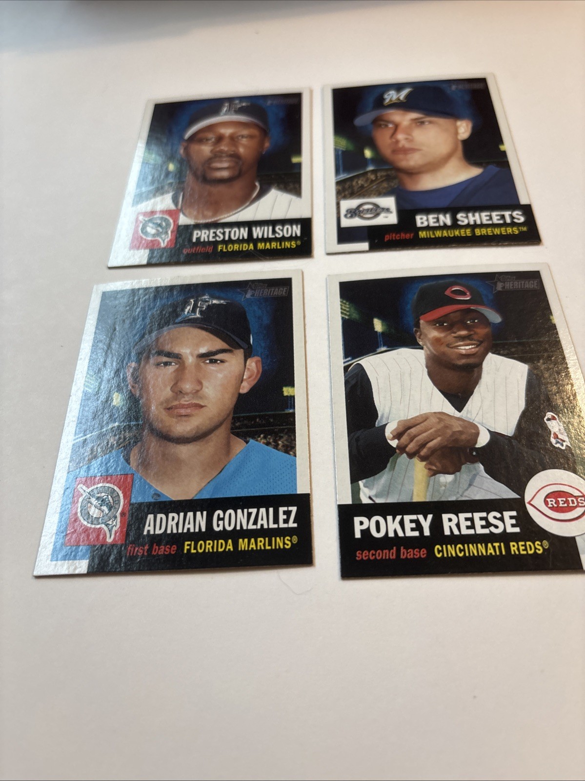 2002 Topps heritage 4 Night Variations Both Checklists 3 CC No Creases See pics